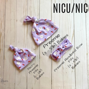 Chapéu de Páscoa para Bebê Prematuro | Chapéu com Nó para Prematuro da UTI Neonatal | Chapéu de Bebê | Chapéu de Coelhinho Prematuro | Faixa de Cabeça Prematuro com Nó para Prematuro da UTI Neonatal | Presente para Micro Prematuro