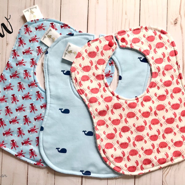 Nautinati Infants' Cotton Pack of 3 Ocean Print Bib