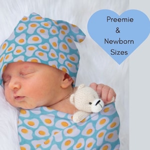 Inbakerdoek voor baby | Inbakerdoek voor pasgeborenen | Zwangere babydoek | Genderneutraal babycadeau | Muts | Babycadeauset | Gebreide eierjersey