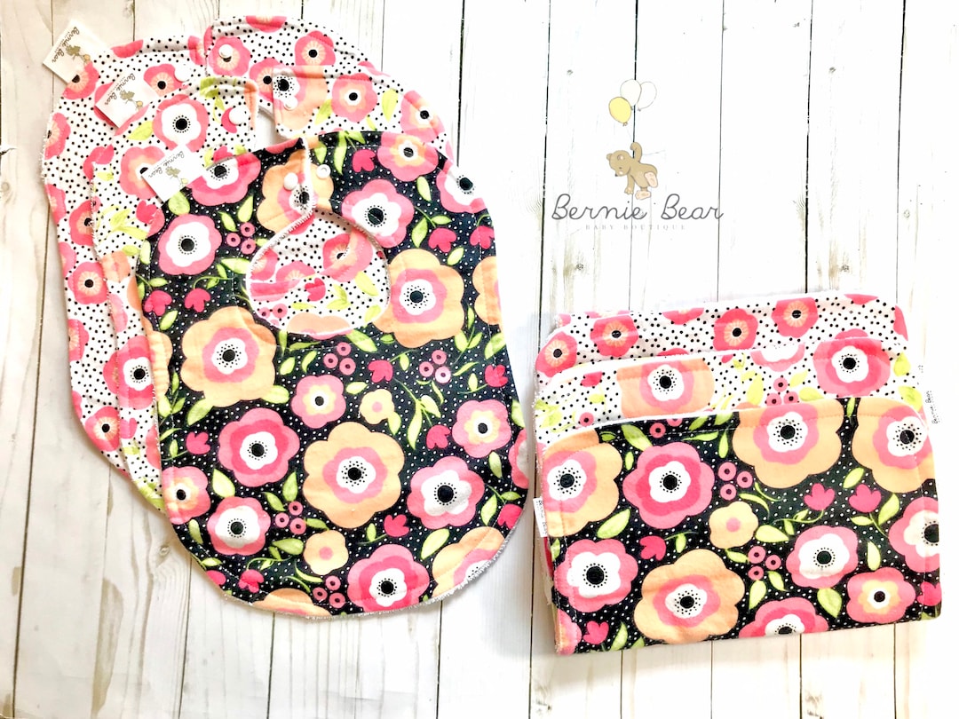 Floral Baby Bibs Floral Burp Cloths Floral Drool Bibs Girl Baby Gift
