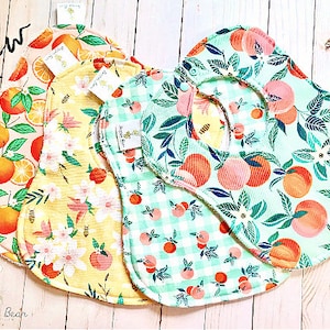 Peach Baby Bibs | Baby Bibs | Fruit Baby Bibs | Peach Drool Bibs | Orange Baby Bib | Orange Drool Bib | Girl Baby Bibs | Baby Bib Gift Set