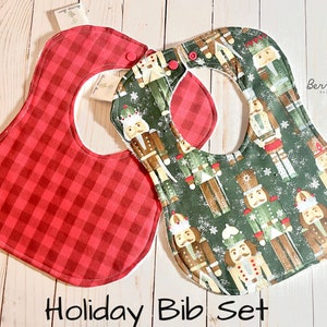 Christmas Bibs | Holiday Bibs | Drool Bibs | Nutcracker Bib Set | Baby’s First Christmas | Christmas Baby Gift Set | Baby Christmas Gift Set