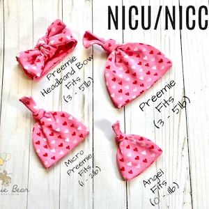 Chapéus de Dia dos Namorados NICU/NICCU | Chapéus de Dia dos Namorados Micro Preemie | Chapéus de NICU Preemie | Chapéus de Anjo Micro Preemie | Chapéus de Anjo | Presentes de Dia dos Namorados para Bebês