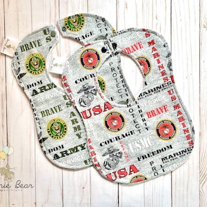 Military Baby Bibs | Marine Corp Bib | Army Baby Bib | Patriotic Baby Bibs | Infant Bibs | Toddler Bibs | Gender Neutral Baby Bibs