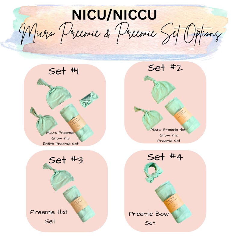 Personalized NICU Micro Preemie Knotted Hats: Preemie Bow | Angel Hat ...