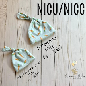 Chapéu de Páscoa para Bebê Prematuro | Chapéu com Nó para Prematuro da UTI Neonatal | Chapéu para Bebê | Chapéu Cenouras para Prematuro | Faixa de Cabeça com Nó para Prematuro da UTI Neonatal | Presente para Micro Prematuro