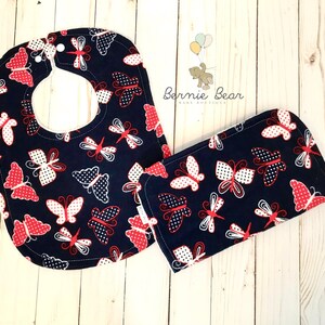Butterfly Baby Bibs | Butterfly Burp Cloths | Butterfly Drool Bibs | Girl Baby Gift | Butterfly Bib and Burp Cloth Set | READY TO SHIP