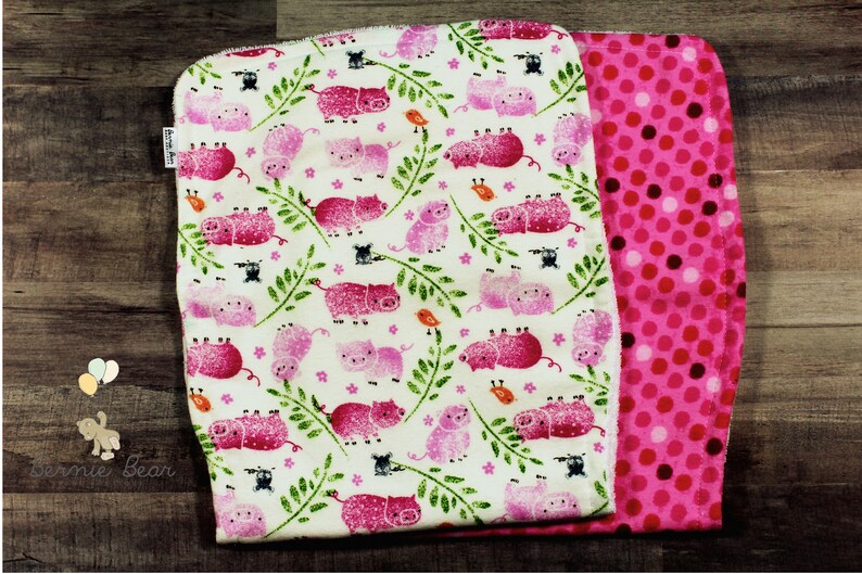 Pig Burp Cloths Pig Baby Drool Bibs Flannel Baby Bib and Burp Cloth Pig Baby Bibs Pink Polka Dot Burp Cloths Pink Polka Dot Baby Bibs