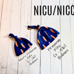 Chapéu de Páscoa para Bebê Prematuro | Chapéu com Nó para Prematuro da UTI Neonatal | Chapéu para Prematuro Tossed Carrots | Faixa de Cabeça Prematuro com Nó para Prematuro da UTI Neonatal | Presente para Micro Prematuro