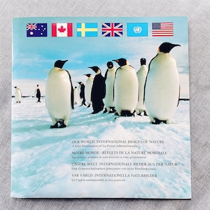 Pacote de apresentação de selos vintage de 1989 &quot;Nosso Mundo: Imagens Internacionais da Natureza - Volume 1&quot; - AusPost, USPS, Canada Post