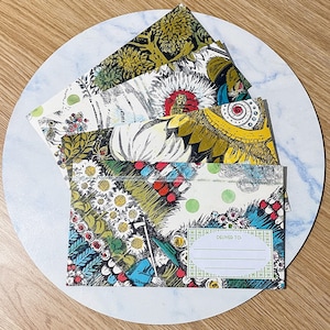 4x Handmade Pre-Decorated "Vintage Garden" Envelopes from Vintage Book Paper - Mail Art, Snail Mail, Junk Journal, Scrapbooking, Journaling