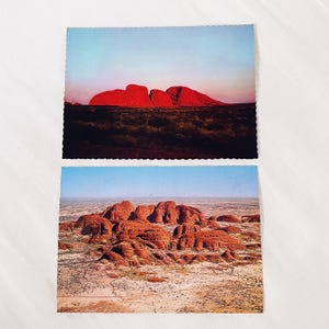 2x Vintage Kata Tjuta (The Olgas) Scalloped Edge Tourist Postcards from 1970's