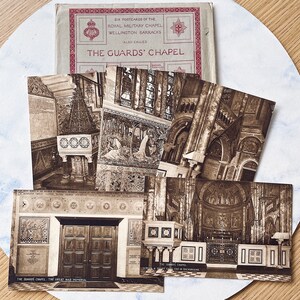 LIQUIDACIÓN ** Conjunto incompleto Vintage Raphael Tuck & Sons Ltd Postales turísticas "La Capilla de la Guardia, Cuartel de Wellington" - Serie b