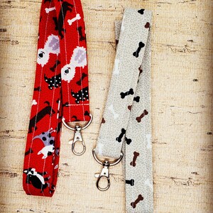 Cute Dog Lanyard, Doggie Bones Lanyard, Animal Lanyard, I.D. Holder Lanyard, Keys Holder Lanyard