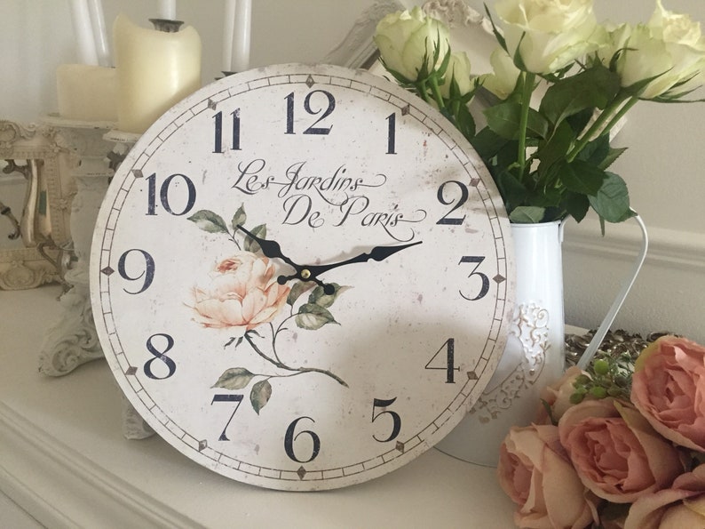 Shabby Chic Wall Clock Decorative Wooden Distressed French Etsy