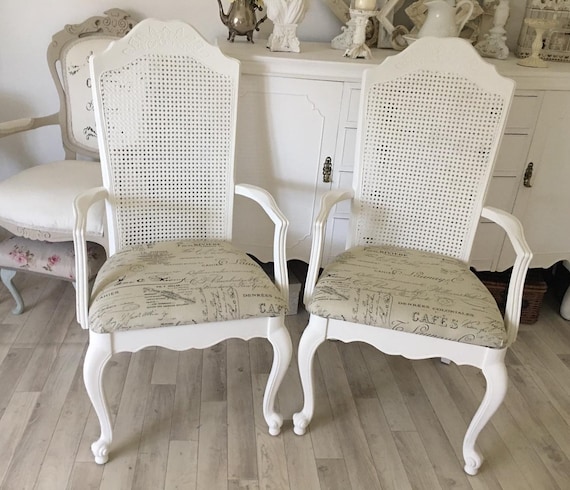 Antique French Bergere Chairs Shabby Chic Vintage Painted Etsy