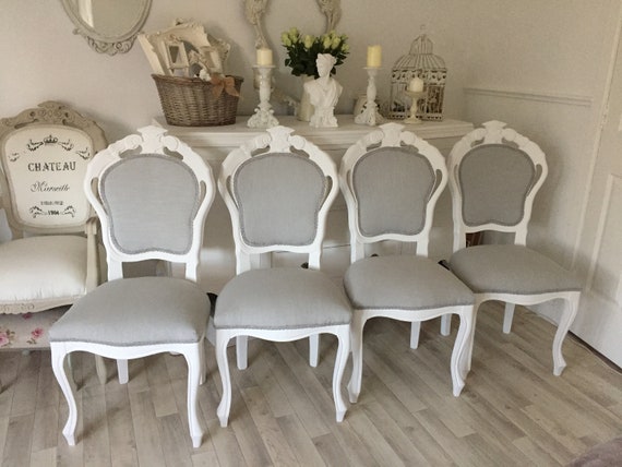 French Louis Chairs Shabby Chic Antique Style Chairs White Etsy