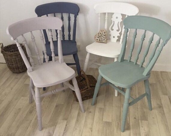 Farmhouse Chairs Kitchen Dining Painted Vintage Chairs Shabby Etsy