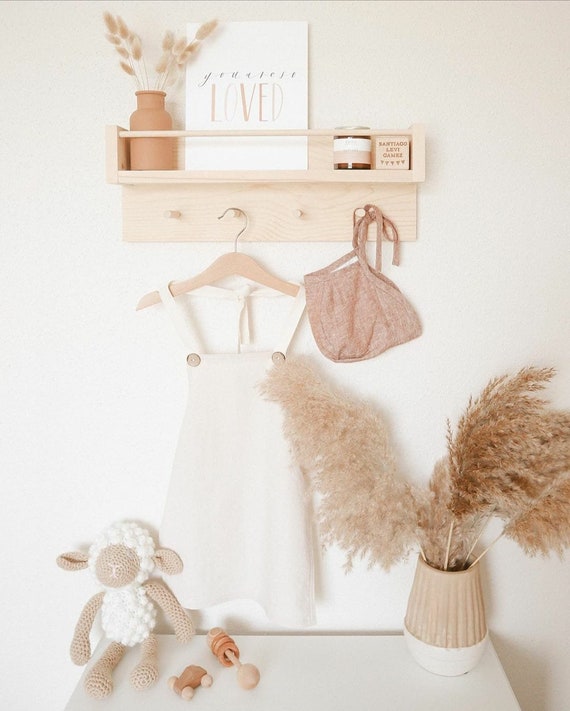nursery shelf with hooks