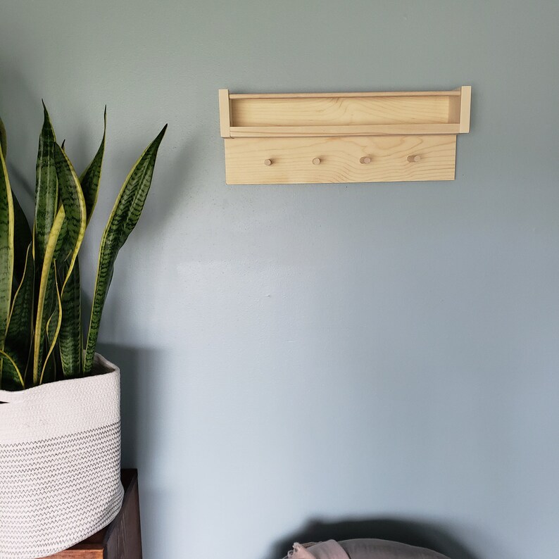 Bookshelf with Pegs Shelf With Hooks Nursery Shelf Etsy