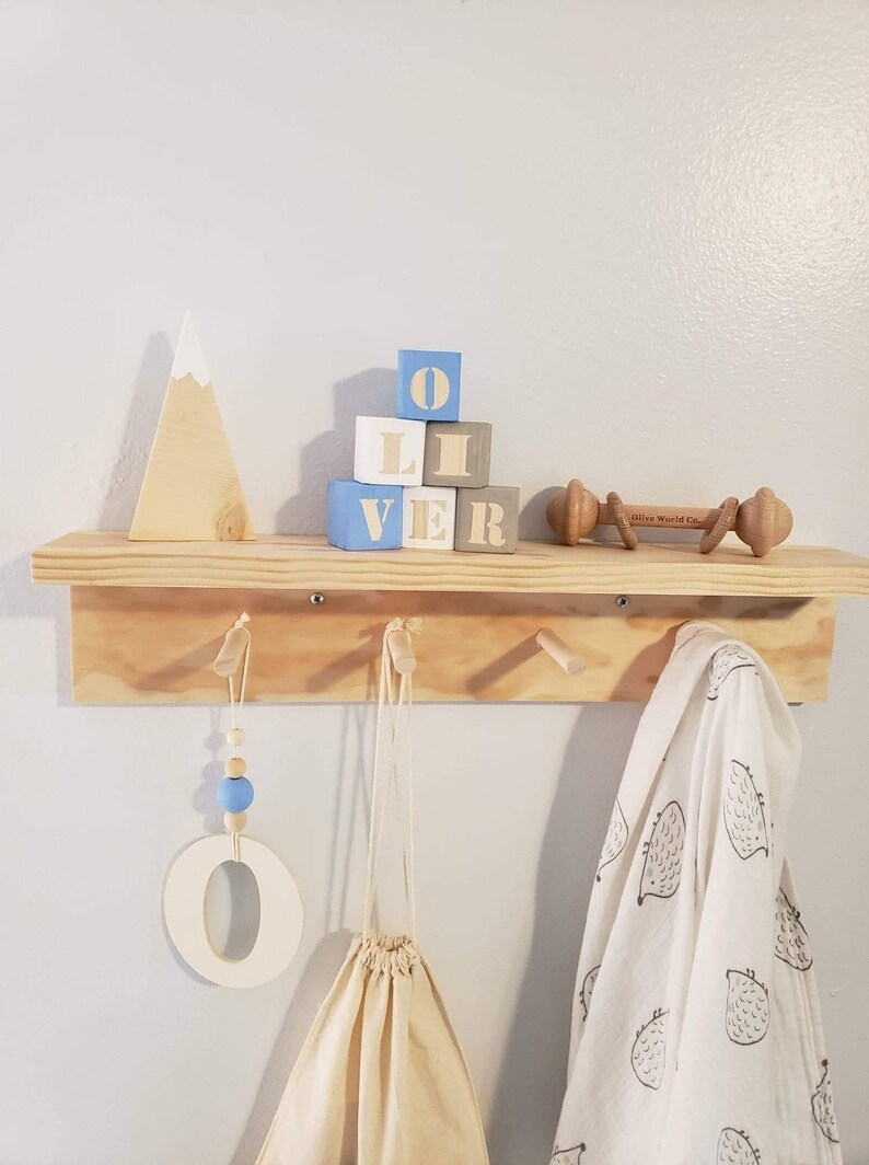 Wooden Peg Rail With Shelf Etsy