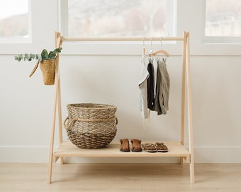 Clothing Rack With Wooden Storage