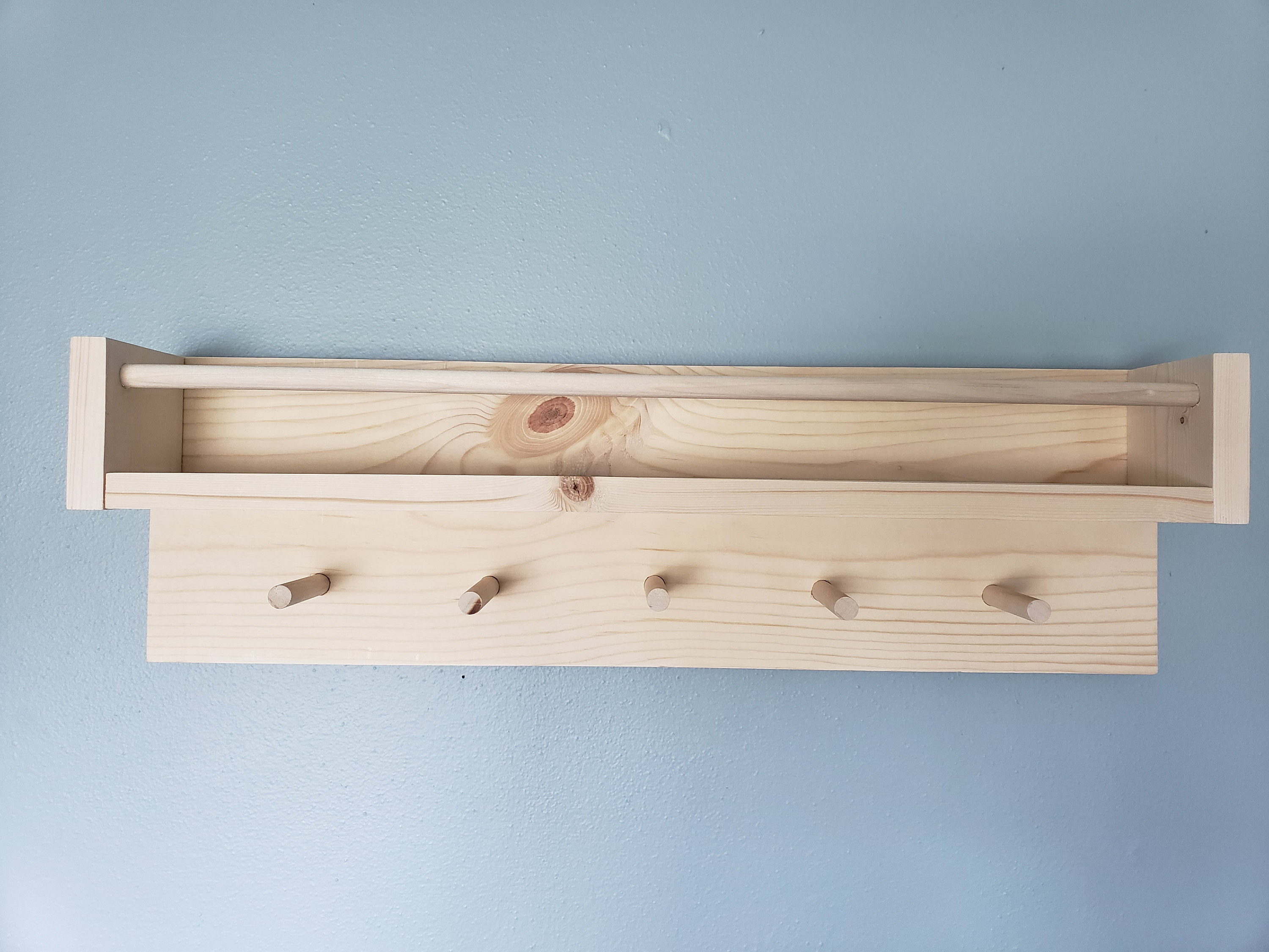 Bookshelf with Pegs Shelf With Hooks Nursery Shelf Etsy