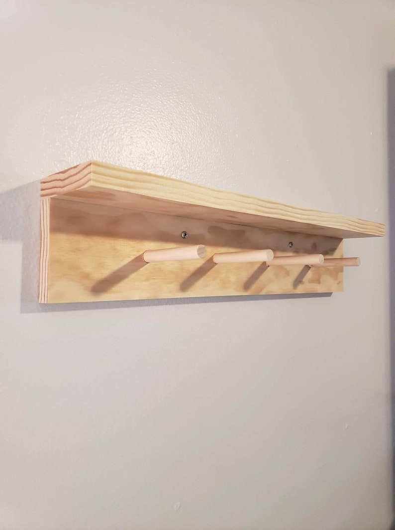 Wooden Peg Rail With Shelf Etsy