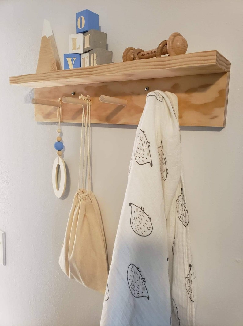 Wooden Peg Rail With Shelf Etsy