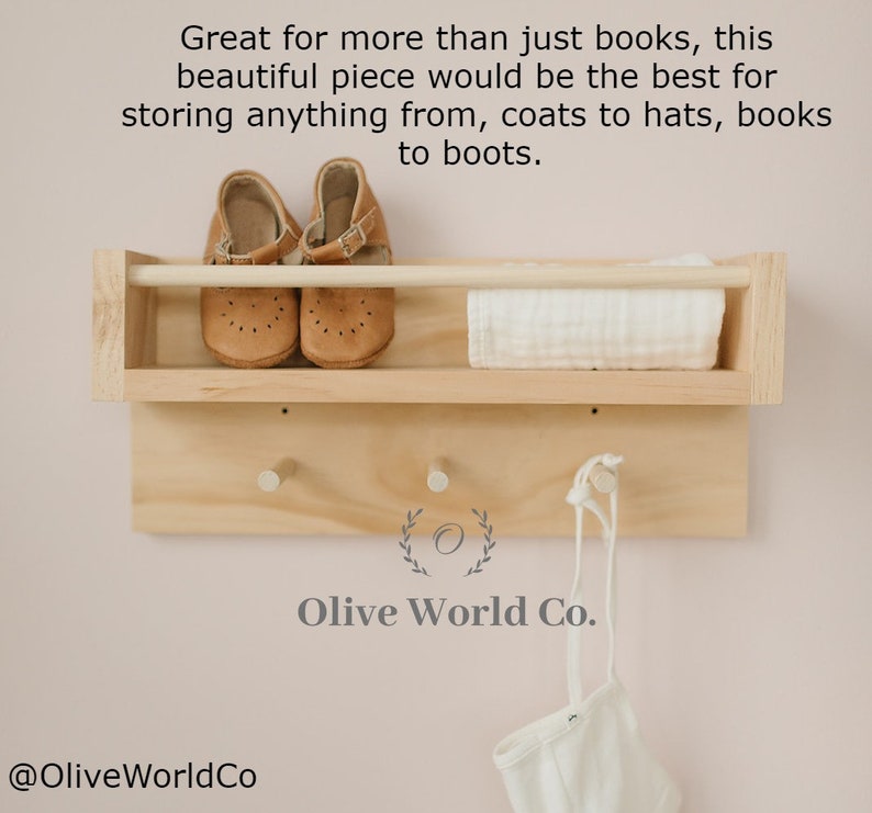 Bookshelves Hanging Bookshelf Shelf With Pegs Modern Etsy