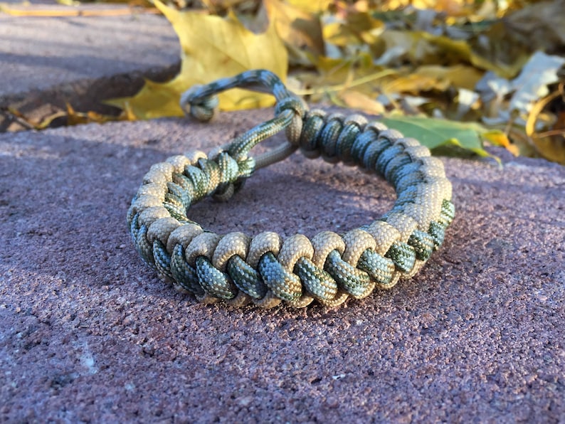 Woodland Camo/ Tan Adjustable Paracord Survival Bracelet Etsy