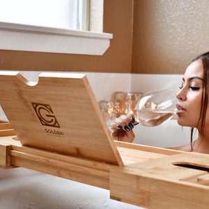 2-in-1 Bath Tray & Bed Table with Free Soap Holder in a Gift Box - Premium Natural Bamboo - READY TO SHIP