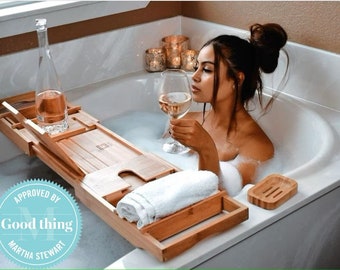 Gift for Her - 2 in 1 Bathtub Caddy & Bed Tray with Free Soap Holder - Perfect Birthday Gift or House Warming Gift