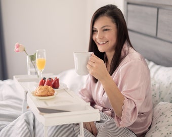 2-in-1 Bed Table & Bathtub Tray with Free Soap Holder in a Gift Box - Premium White Color - READY TO SHIP
