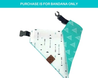 Art Gallery - Etchings Mist / Abstract / Dog Bandana / Collar thru / Reversible / White / Teal / Bandanna / Pet Bandana