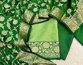 Traje salwar tradicional de mezcla de seda Banarasi para fiestas