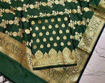 Traje de mezcla de seda Banarasi para bodas y festividades / Vestido de fiesta indio