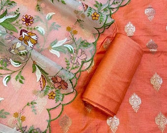 Broderad organza dupatta salwar kameez | Osydda etniska sommarkläder