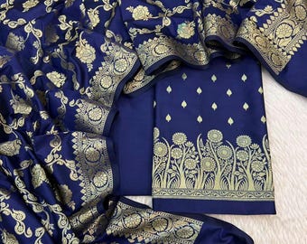 Traje de mezcla de seda sin costuras con dupatta Banarasi / Vestido indio de fiesta