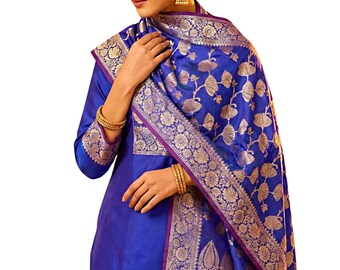 Conjunto de traje sin costuras de diseñador Banarasi con Zari Dupatta