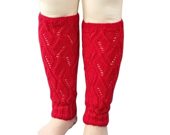 Red leg Warmers, Wool Leg Warmers  , Ladies Leg Warmers , Legwarmers Girls  ,  FREE  SHIPPING