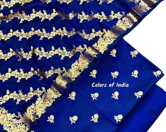 Blauwe feestelijke Salwar Kameez | Ongestikt zijden kostuum voor bruiloften en feesten