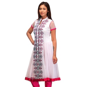 Long Kurta  ,Summer kurta collection , White Embroidered Kurta  , White dress Women ,  FREE  SHIPPING