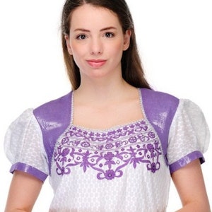 Womens White Summer Tops , Indian Tops  for Women, Ladies  Tops , White Embroidered Top , Chest - 38 Inches