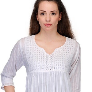 White Tops for Women ,  Summer Tops  , White Lace Top , Chest - 38 Inches