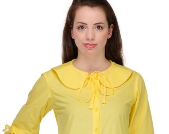 Blusa de algodón de verano con mangas / Blusa elegante para mujer
