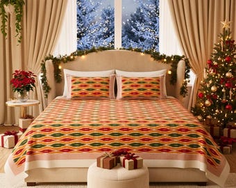 Handmade Ikat Cotton Bedspread Queen Size | 100% Cotton Handloom Bedding