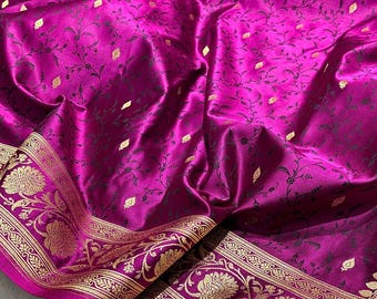 Banarasi Tanchui Mashru Silk Saree | Bröllopsfestkläder Saree