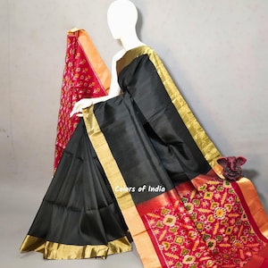 Pure Silk Ikat Saree  | Handwoven Saree with Blouse Piece | Festive and Wedding Wear