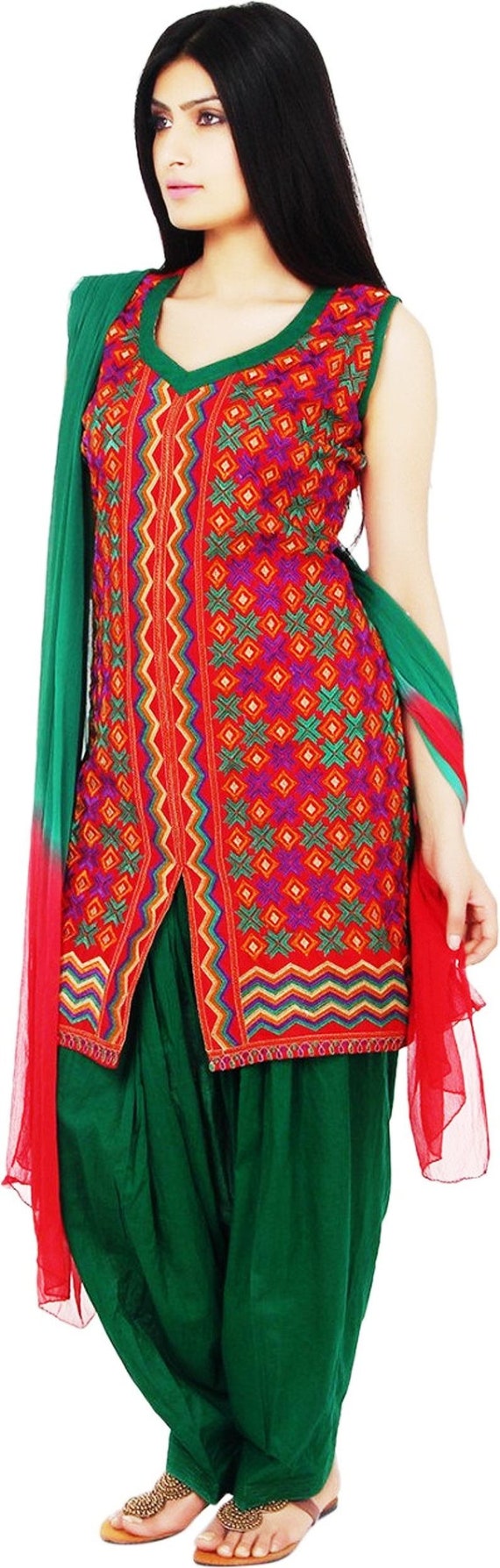 Buy Punjabi Patiala Salwar Kameez Suit Phulkari Dupatta for Women Online in  India - Etsy